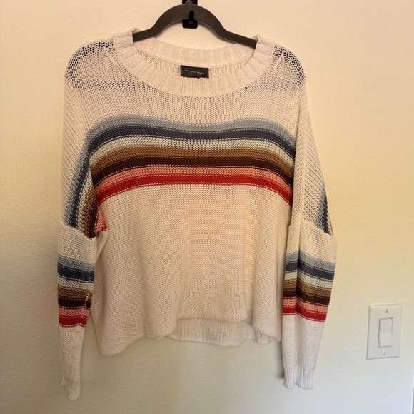 NEW Wooden Ships Rainbow Striped Knit Sweater Size XS/S Cotton Blend NWOT - Picture 1 of 6